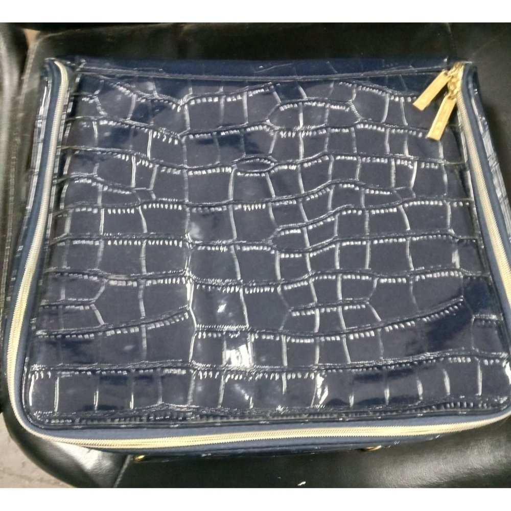 Estee Lauder Navy Blue Crocodile Laptop Bag Carry Case.